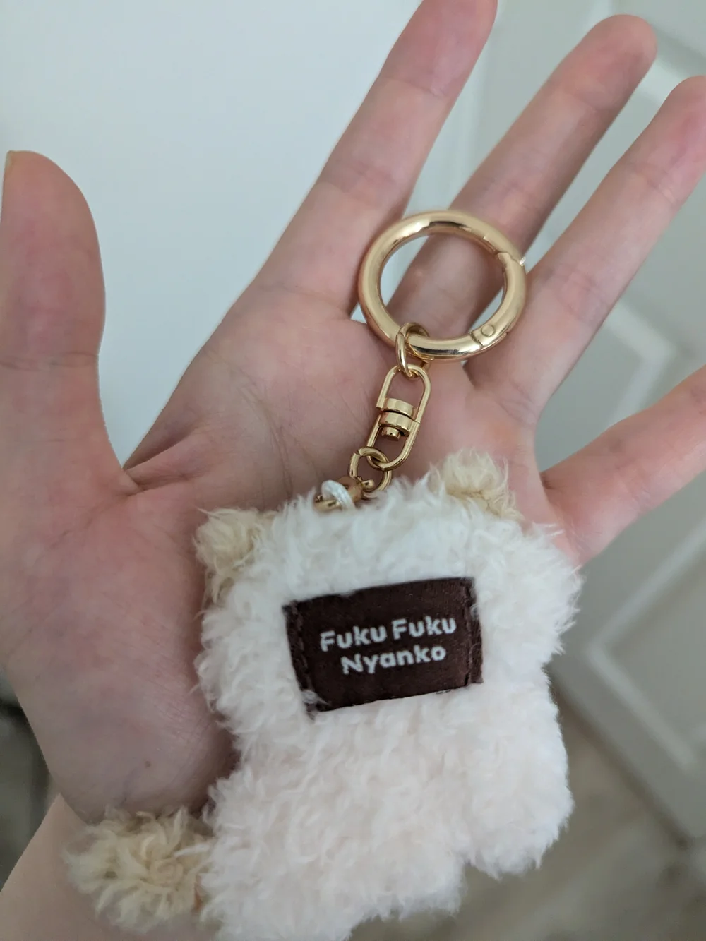 Fuku Fuku Nyanko Plush Cat Keychain Bag Charm Cream White